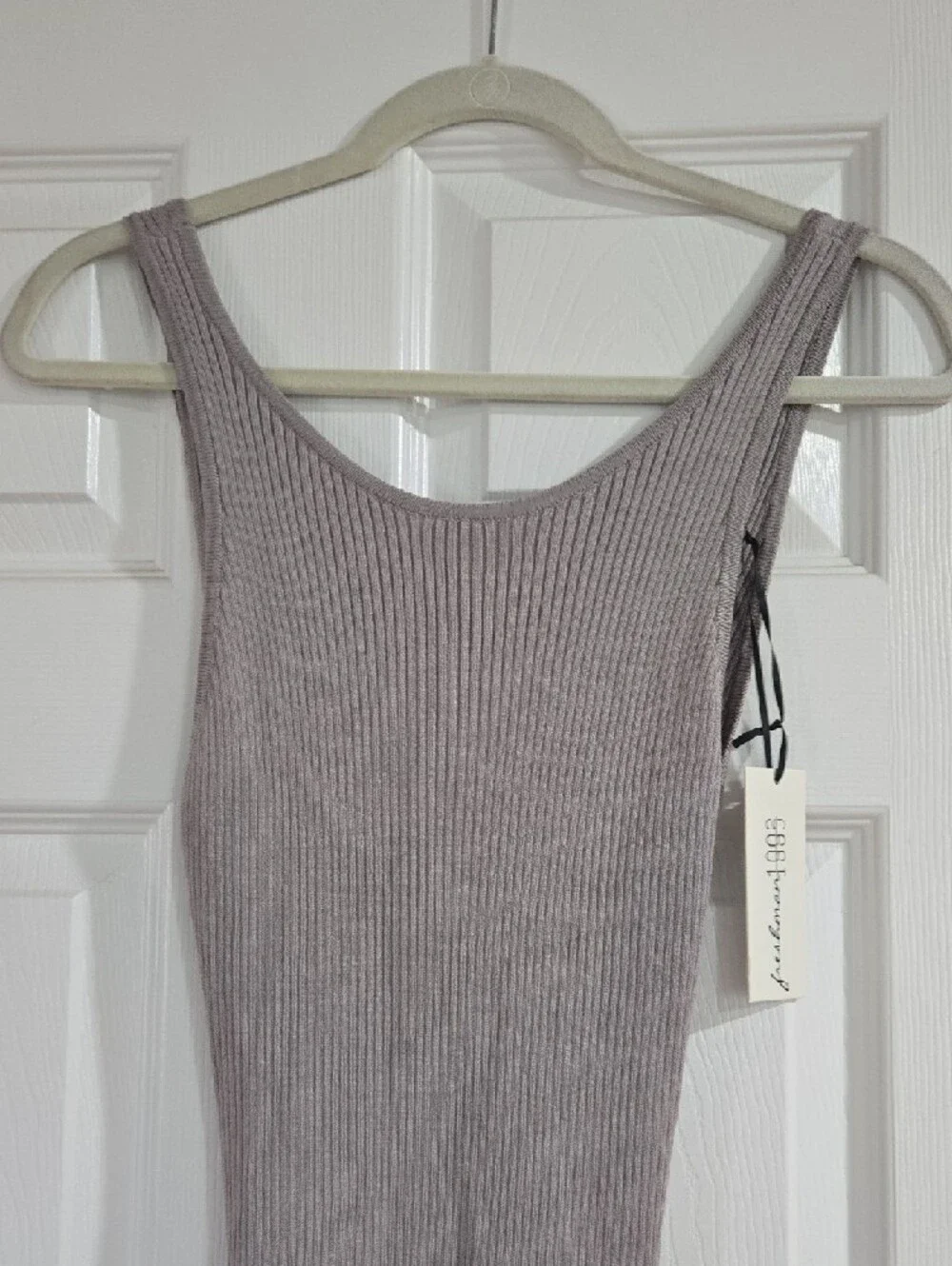 Freshman 1996 Ribbed Tank Midi Dress in Light Taupe Size Large